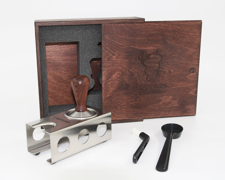 Bezzera tamper kit in edelhouten box