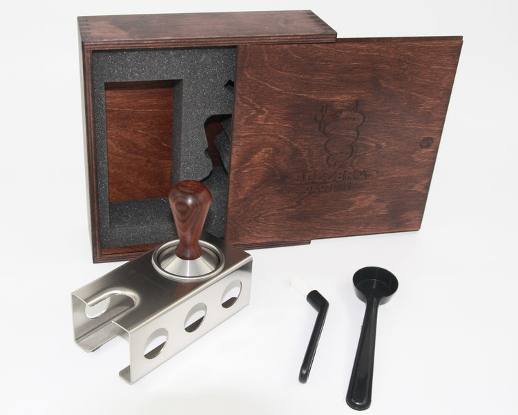 Bezzera tamper kit in edelhouten box